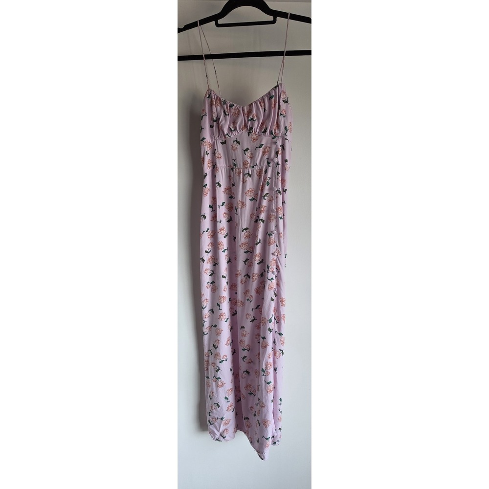 Zara Midi Dress Size S Pink Floral Sleeveless Romantic Sundress Gown Slit